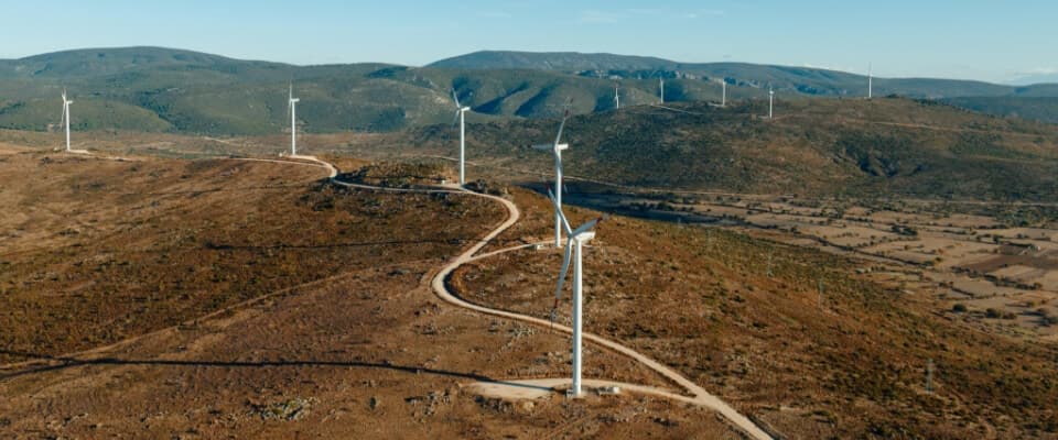 Field with turbines
