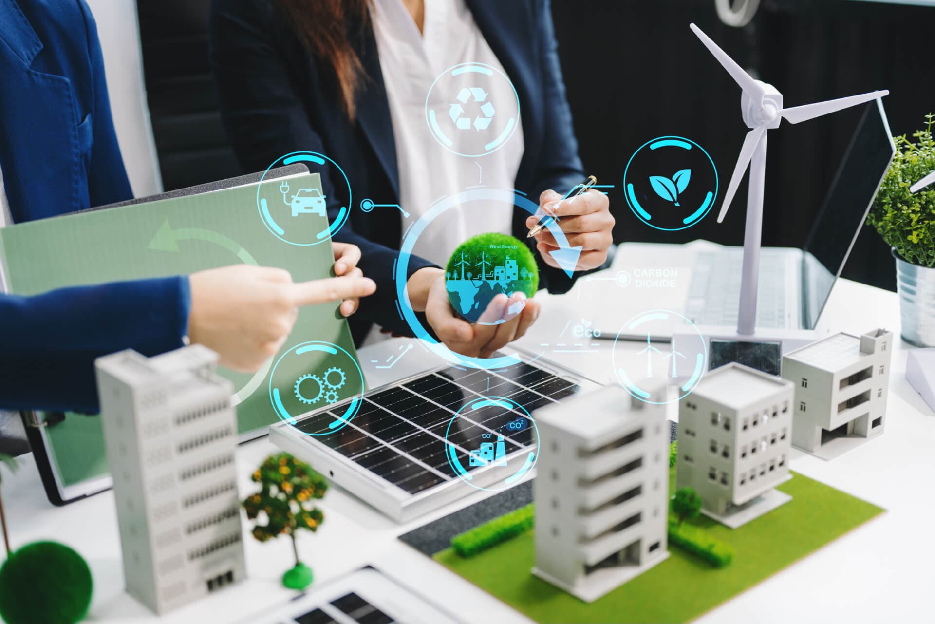 carbon lifecycle and people working